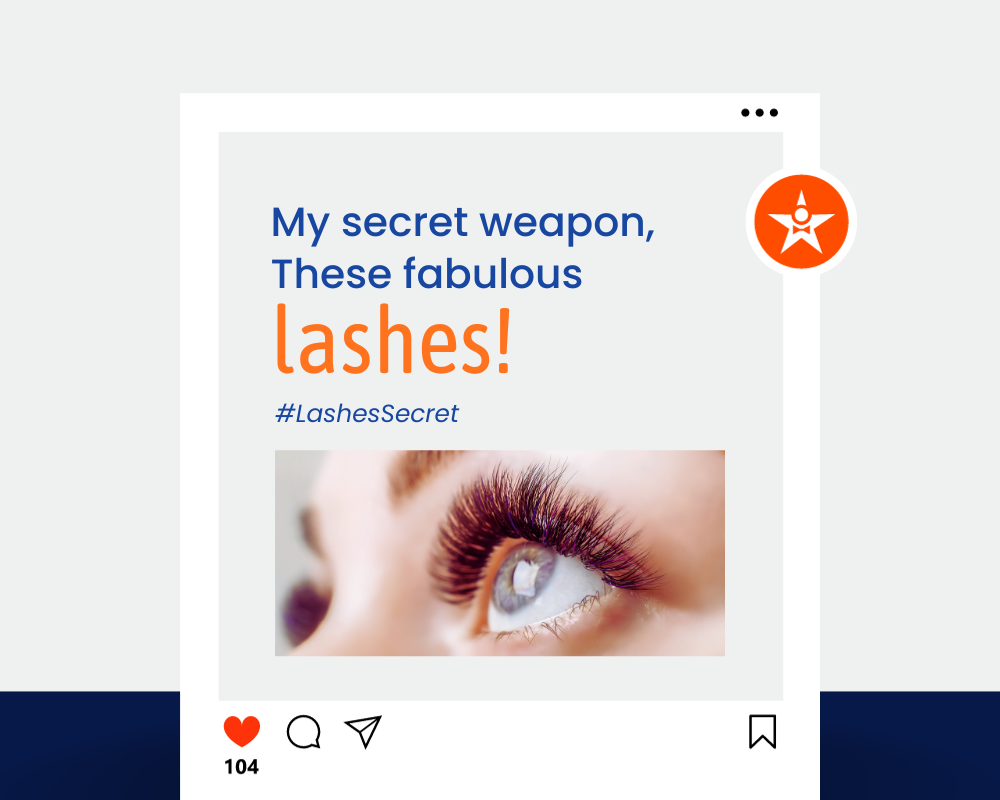 Eyelash Captions with Hashtags