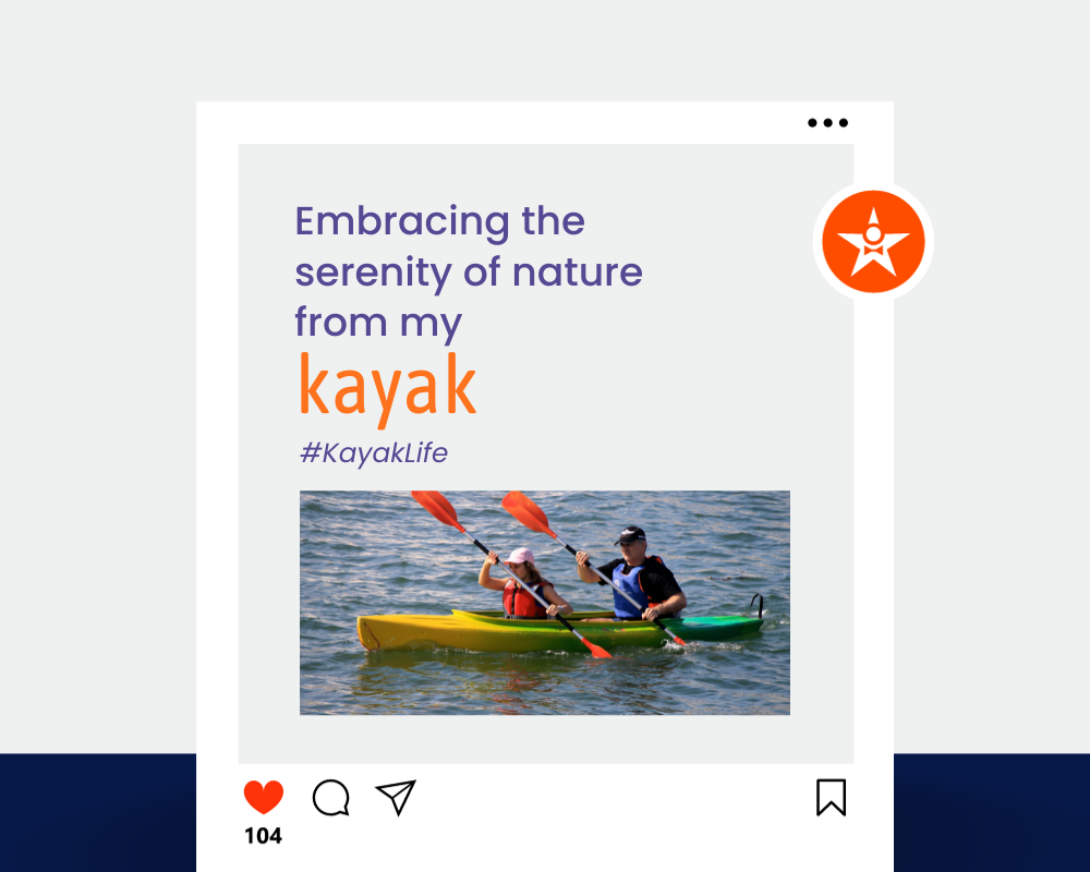 Kayaking Captions with Hashtags
